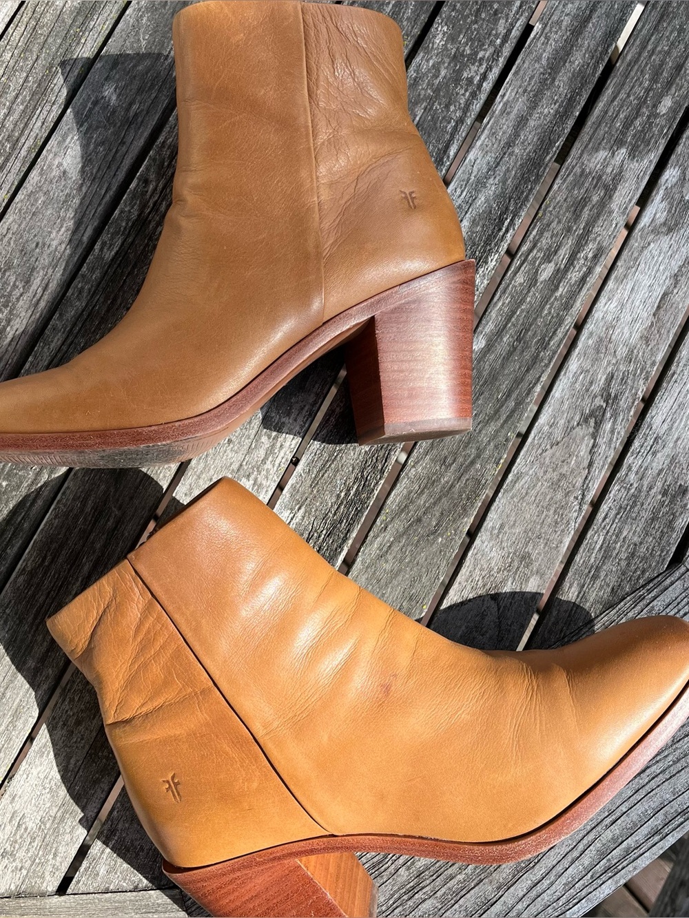 Frye Georgia Bootie - Cognac Polished Soft Full Grain